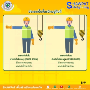 การใช้สัญญาณมือในการสื่อสารระหว่างผู้ปฎิบัติงานเกี่ยวกับปั้นจั่น ประเภทปั้นจั่นอยู่กับที่ 8