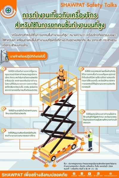 การทำงานเกี่ยวกับเครื่องจักร สำหรับใช้ในการยกคนขึ้นทำงานบนที่สูง