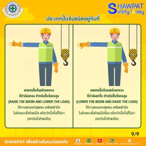 การใช้สัญญาณมือในการสื่อสารระหว่างผู้ปฎิบัติงานเกี่ยวกับปั้นจั่น ประเภทปั้นจั่นอยู่กับที่ 9